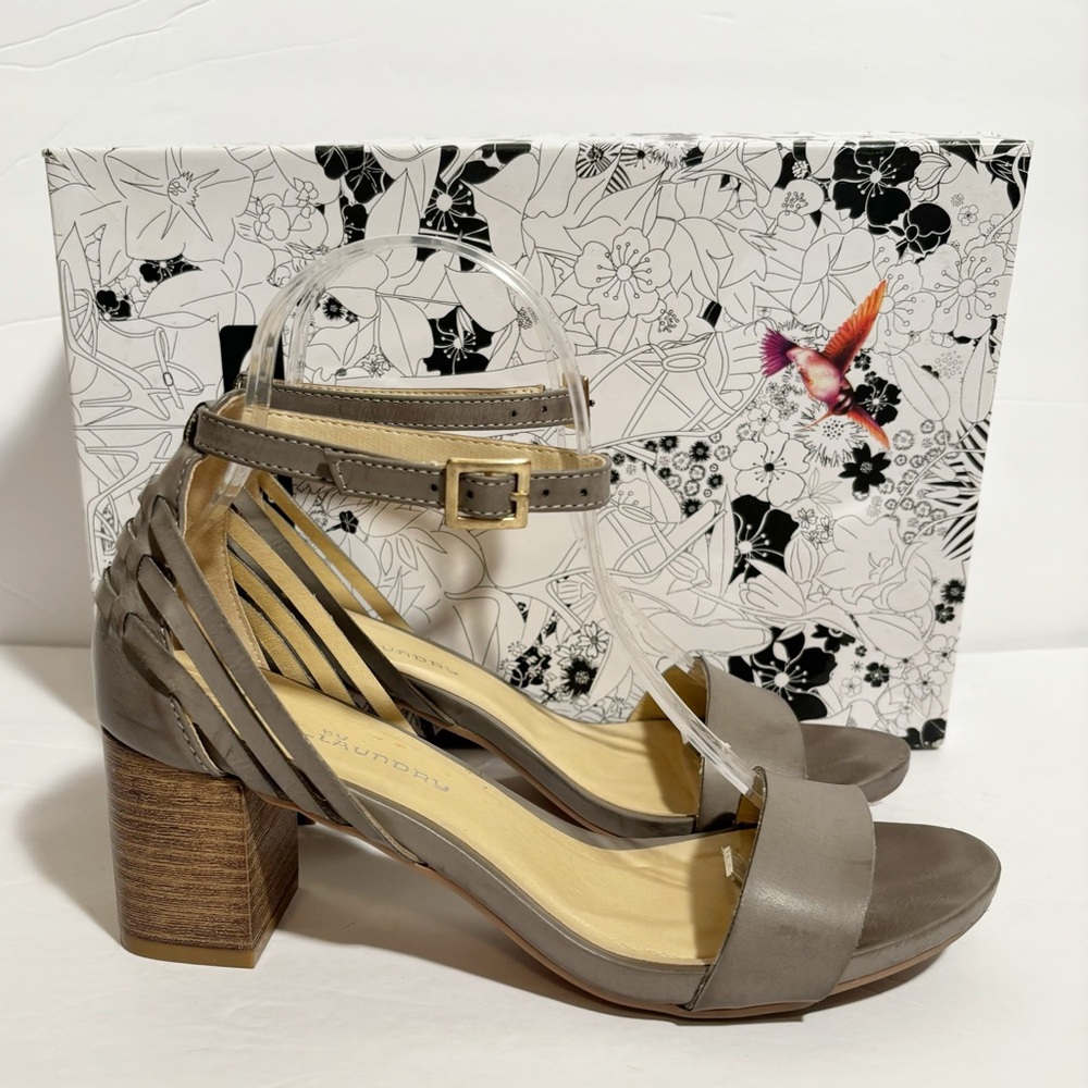 CL by Chinese Laundry Womens Joy Slate Grey Heel Sandals with Ankle Strap Size 7